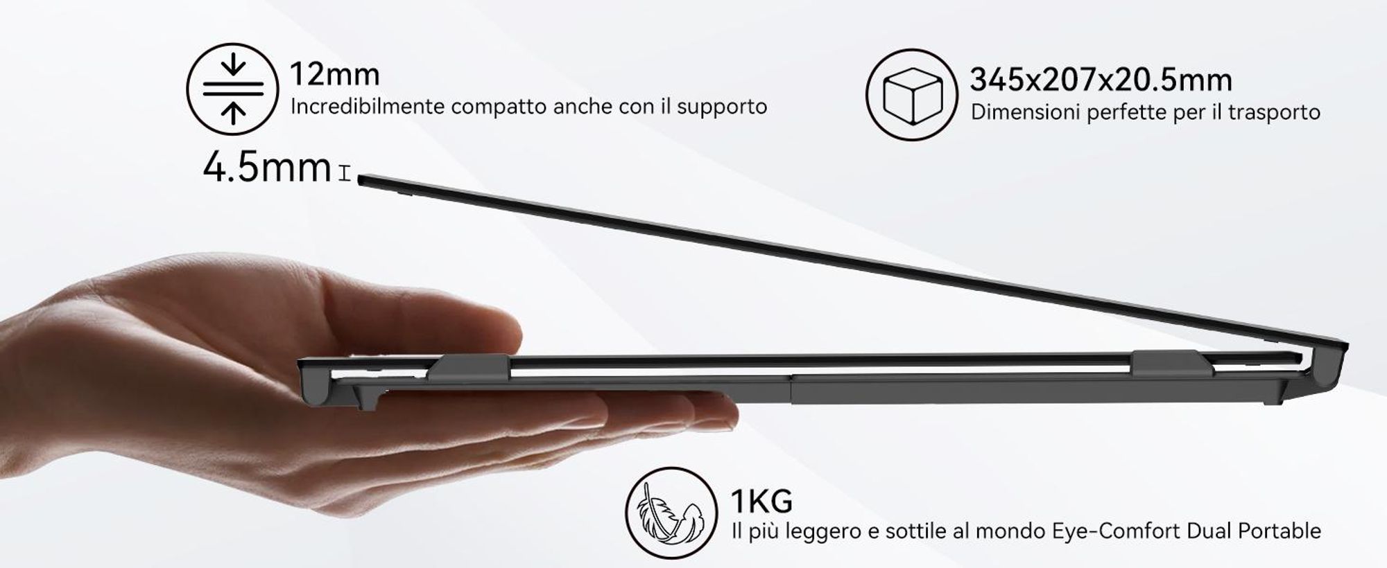 Blackview DCM6, monitor portatile da 14", monitor per laptop a doppio schermo, ultrasottile, FHD, compatibile con laptop da 13,3" a 17,3", ruotabile a 180°, compatibile con Windows/Mac/Android