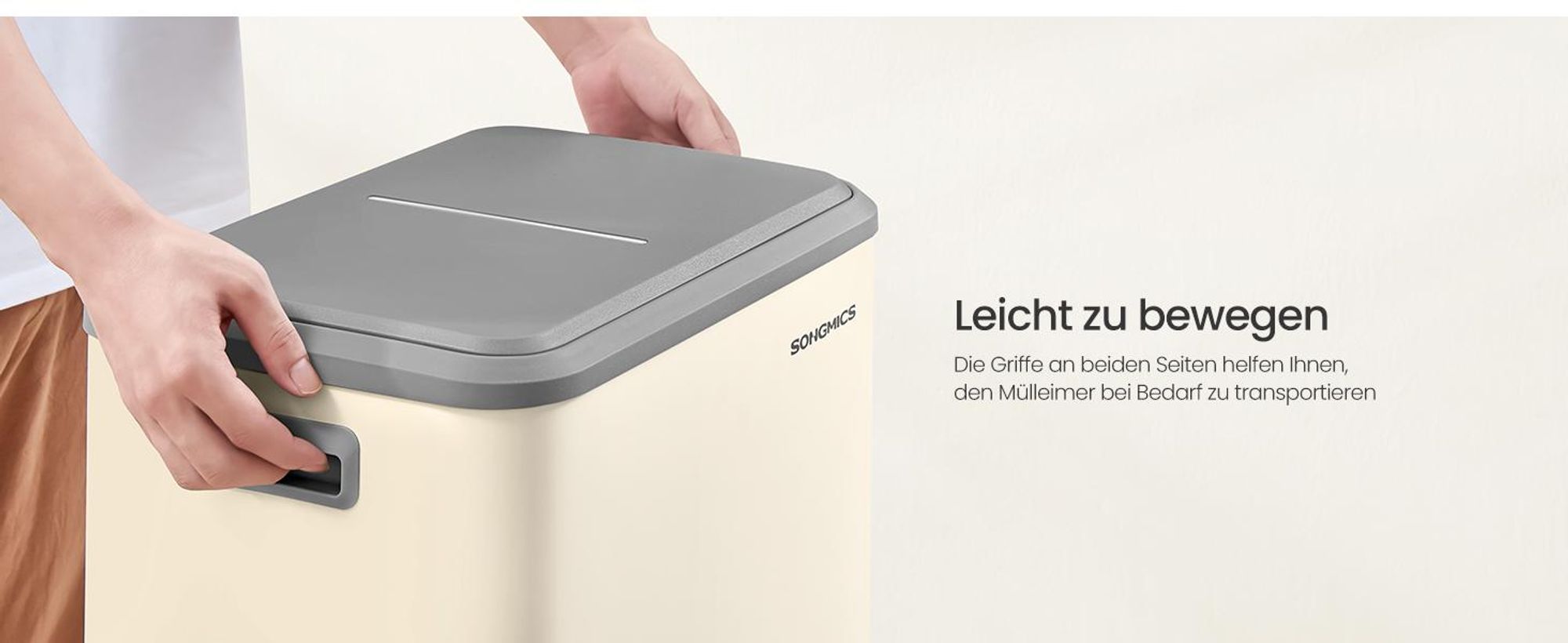 SONGMICS Mülleimer Küche, Mülltrennsystem 2x15L, 2 Fächer,Stahl,Softclose-Deckel