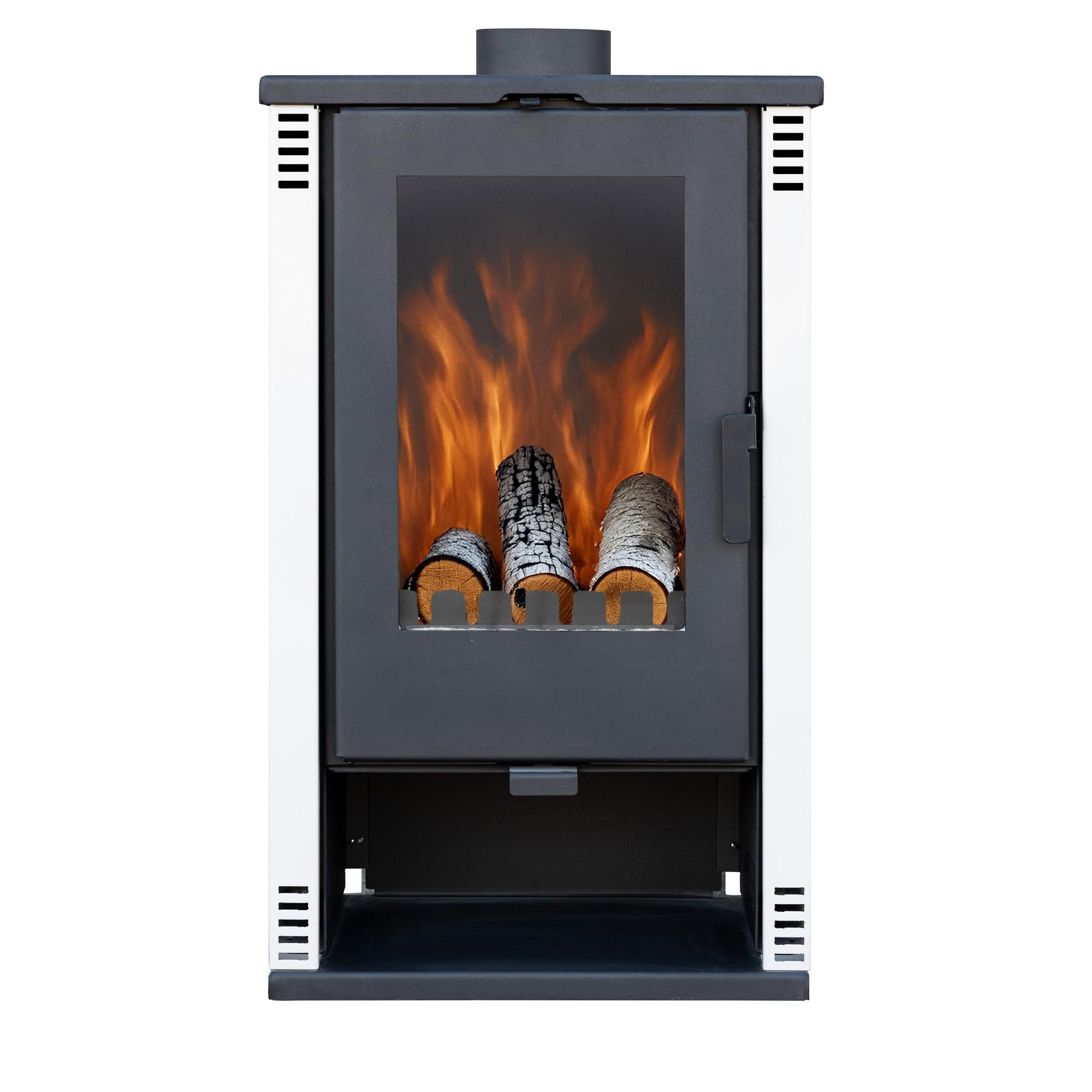 Kaminofen ALAZ K10M Elfenbeinfarbe 10 kW, Kamin Heizofen Dauerbrandofen Holzofen, Кaminholz Hüttenofen, Кaminfeuer, Briketts kamin, Fireplace wood