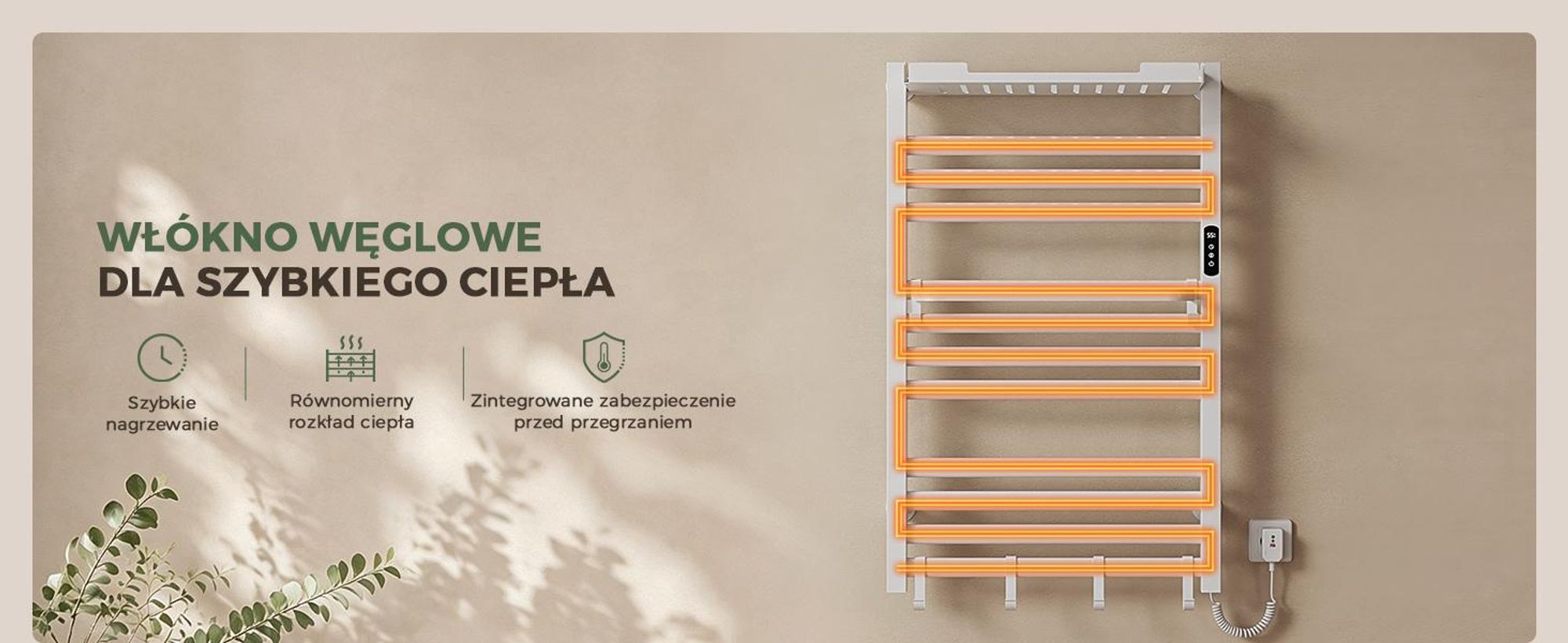 S'AFIELINA Grzejnik łazienkowy elektryczny z półką 700 × 600 mm 233 W Biały,Grzejnik drabinkowy elektryczny WiFi z aplikacją
