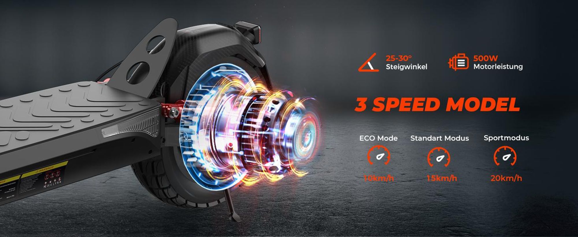 E Scooter mit Straßenzulassung, 10 Zoll Offroad Luftreifen, Batterie 12,5 Ah 60–70 km Reichweite, LCD-Instrumententafel, Maximale Tragfähigkeit 150 kg