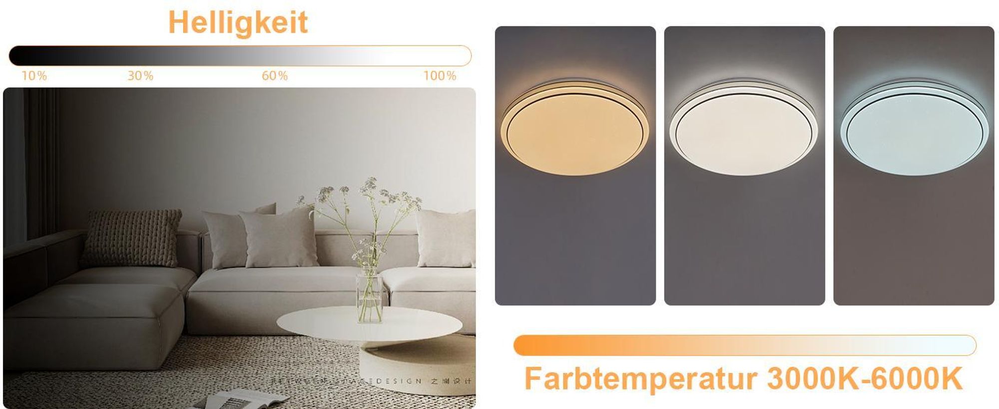 ZMH Deckenlampe LED Deckenleuchte Schlafzimmer 23W Schlafzimmerlampe Dimmbar mit Fernbedienung Ø27cm Sternenhimmel Küche Rund für Wohnzimmer Flur