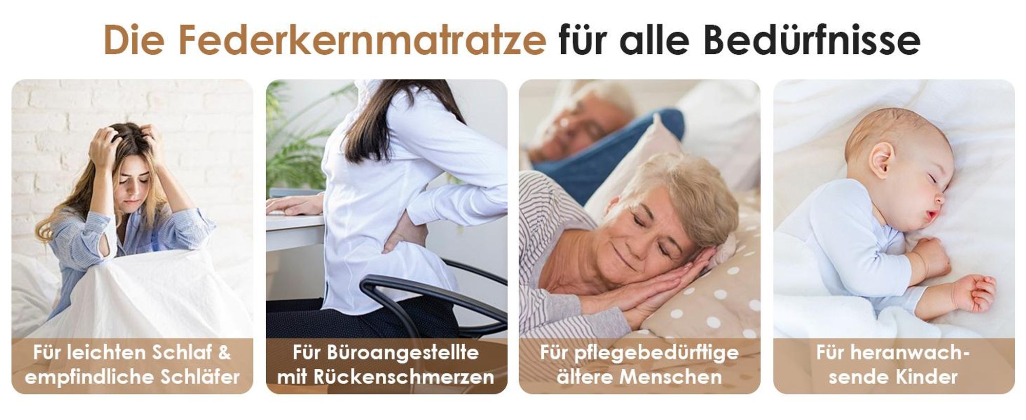 DEWINNER Einzelmatratze, 90x200 cm, 27 cm Höhe, Feder- und Schaumstoffmatratze, perfekte Unterstützung, mittlere Härte, milbenfest, allergiefest