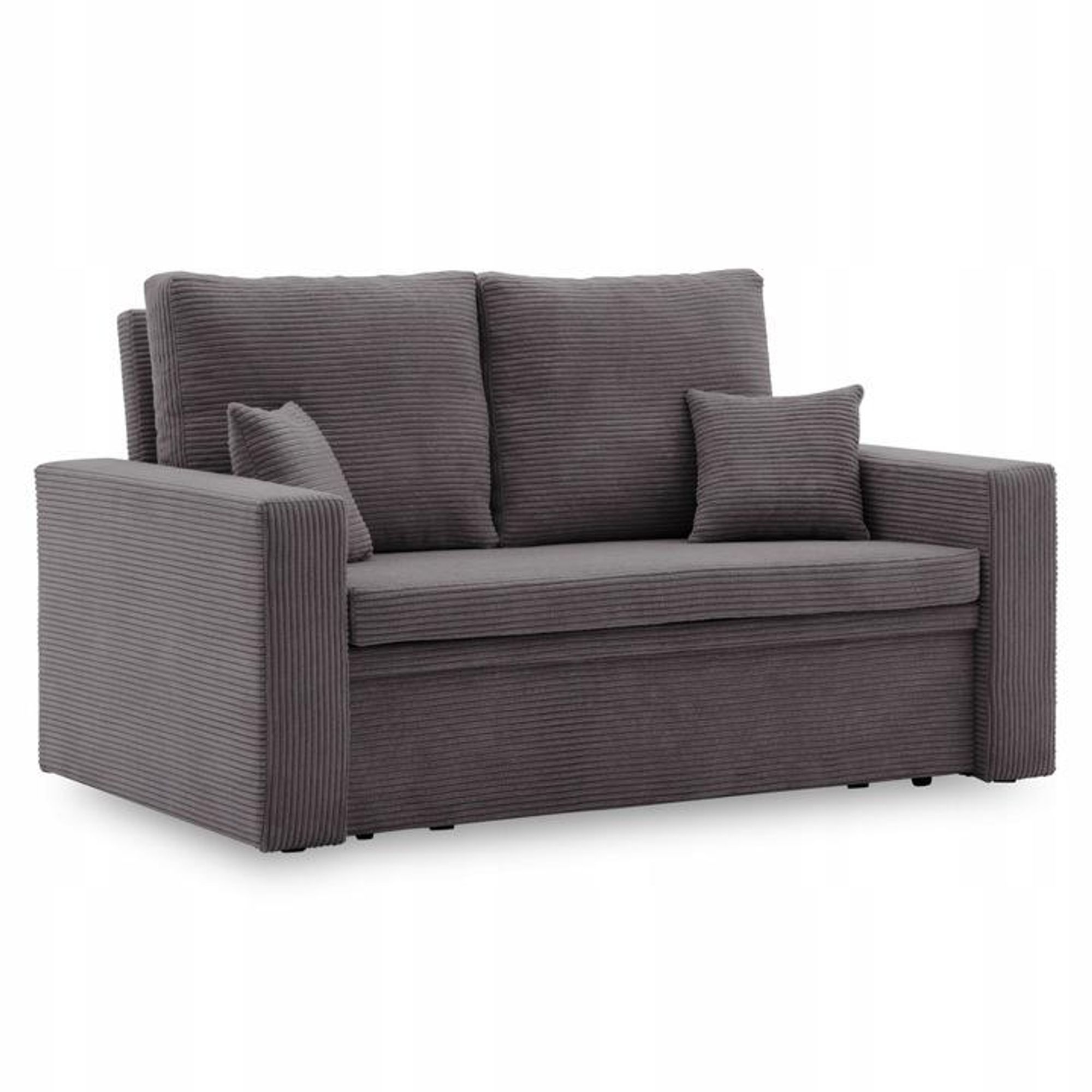 Sofa AIKIDO 150x85 - mit schlaffunktion - Farben zur Auswahl - modernen Sofa - mit Bettkasten - Moderner Cordstoff - Stoff POSO 022 Dunkelgrau