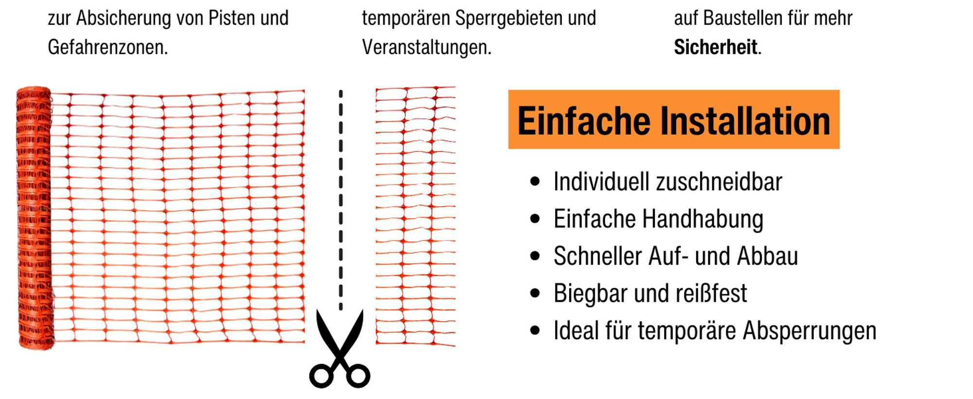 horizont Kunststoffzaun 50 m x 1 m - rot – Absperrzaun aus HDPE, flexibel für Garten, Camping und Baustellen