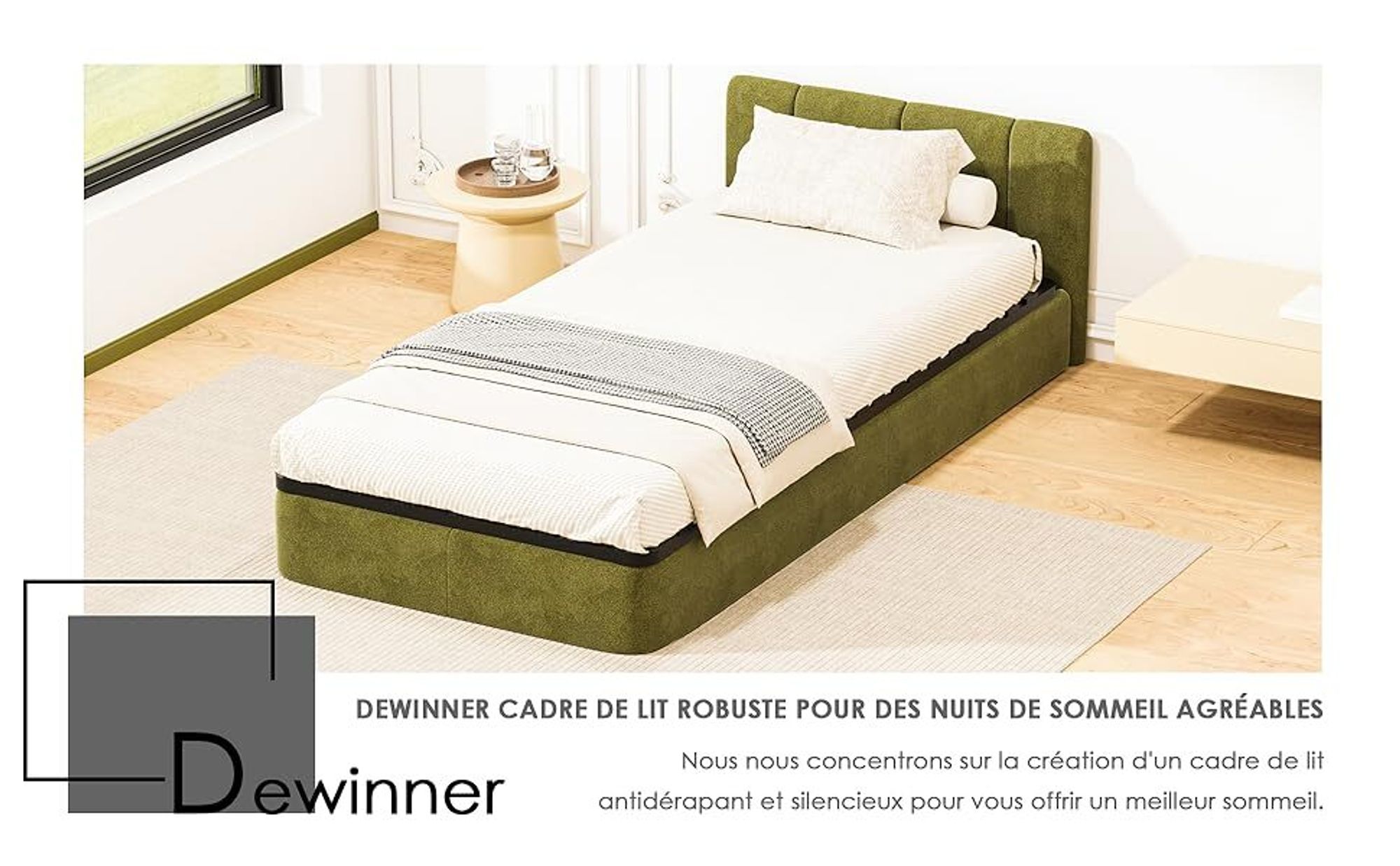 DEWINNER - Lattenrost 90x190 cm | 1x15 Latten Pappel Natur | Verstärkter Rahmen Schwarz | Ergonomisch | Boxspring kompatibel |  (0 Füße)