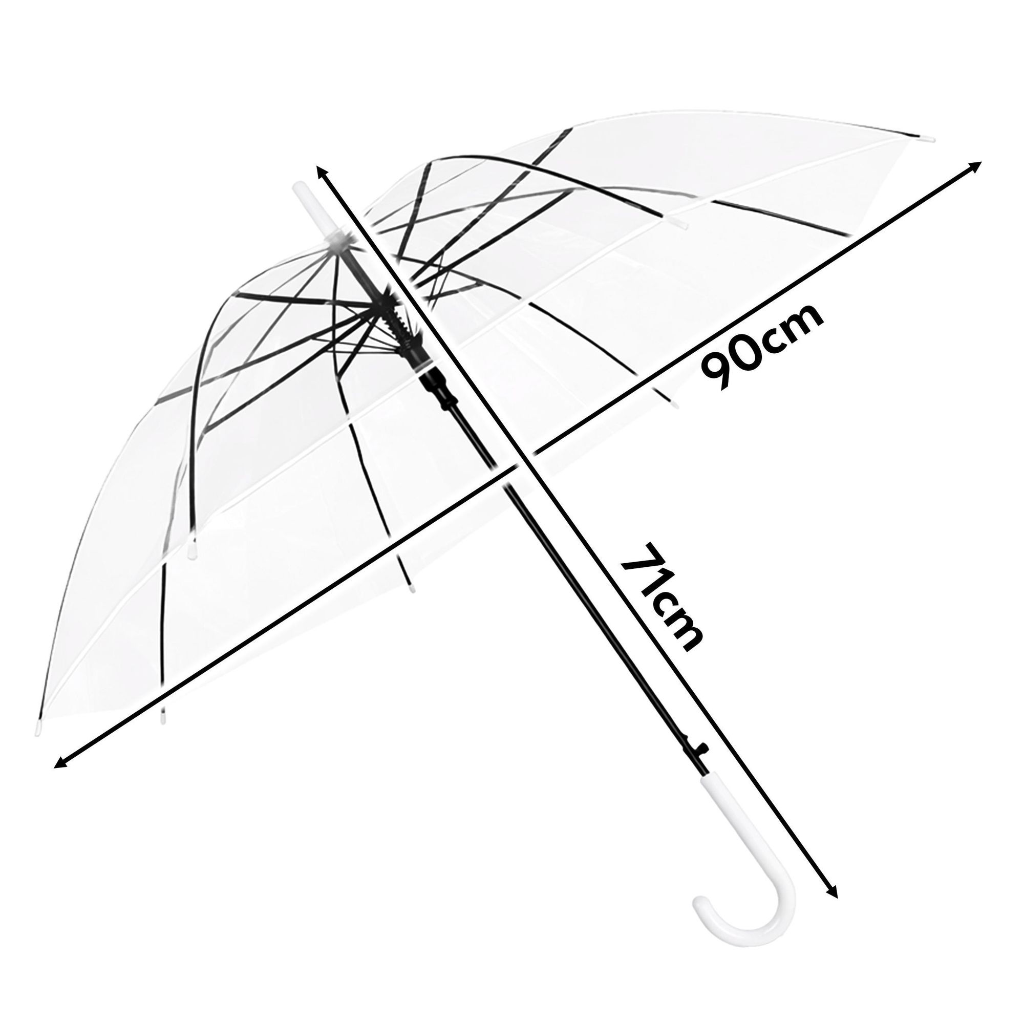 KRUMAD Transparenter Regenschirm 71 cm, Großer Stockschirm mit Durchsicht für Hochzeit, Alltag, Events, Damen & Herren
