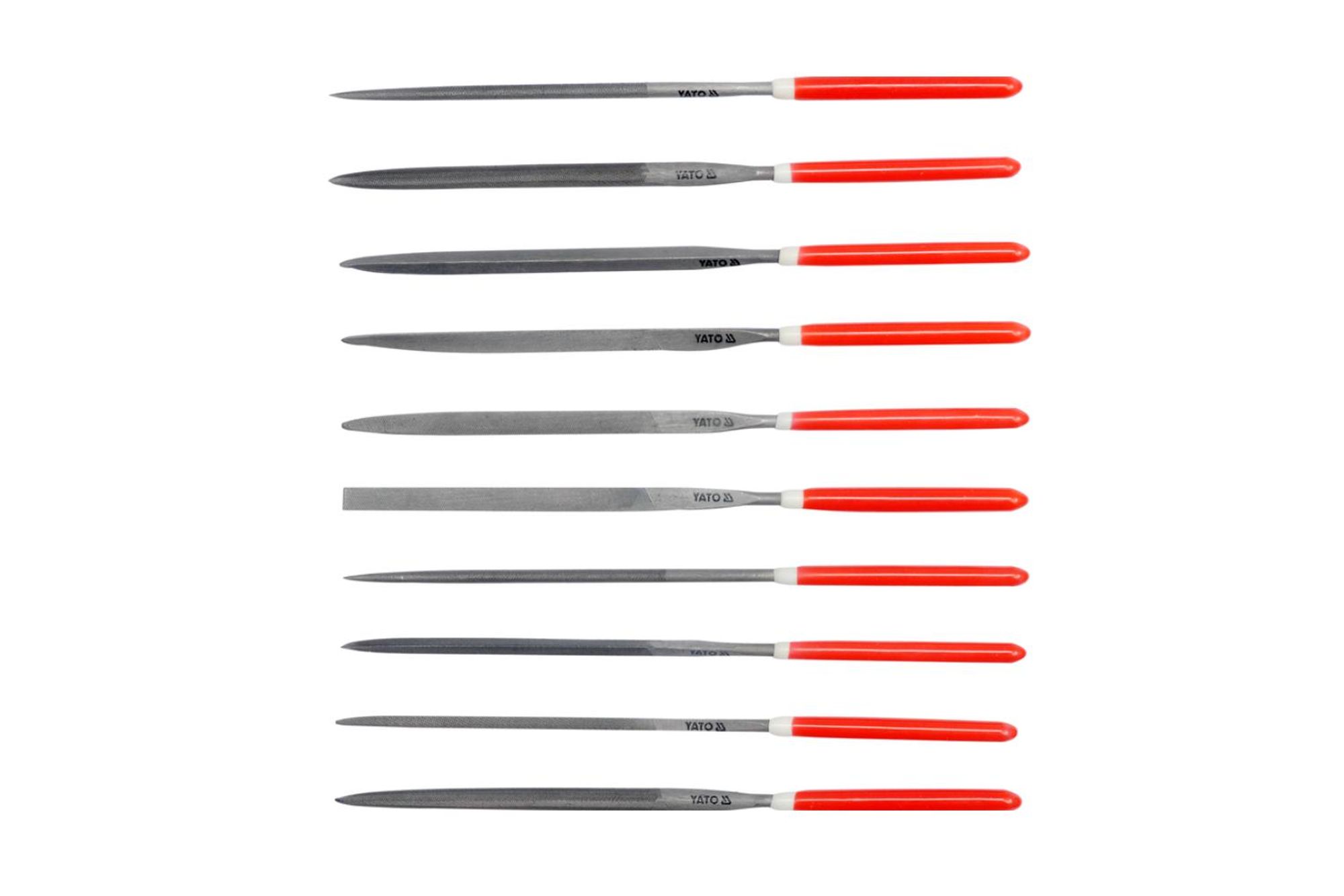 Yato YT-6163, Datensatz, Flache Datei, Halbrundfeile, Messerkanten-Feile, Oval file, Abfalleimer, Quadratische Datei,..., Metall, Kohlenstoffstahl, Polyvinylchlorid (PVC), Rot