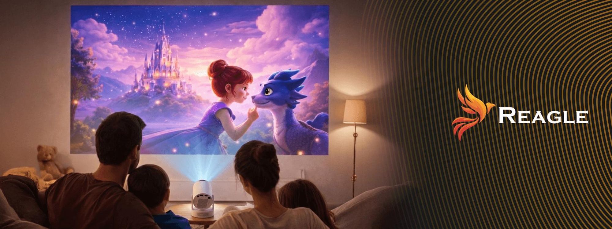 Mini-Projektor Led-Projektor Android 14 Tragbarer 4K Smart Tv Wifi 180° Drehung Eingebauter Lautsprecher Unmodell 2026 Reagle