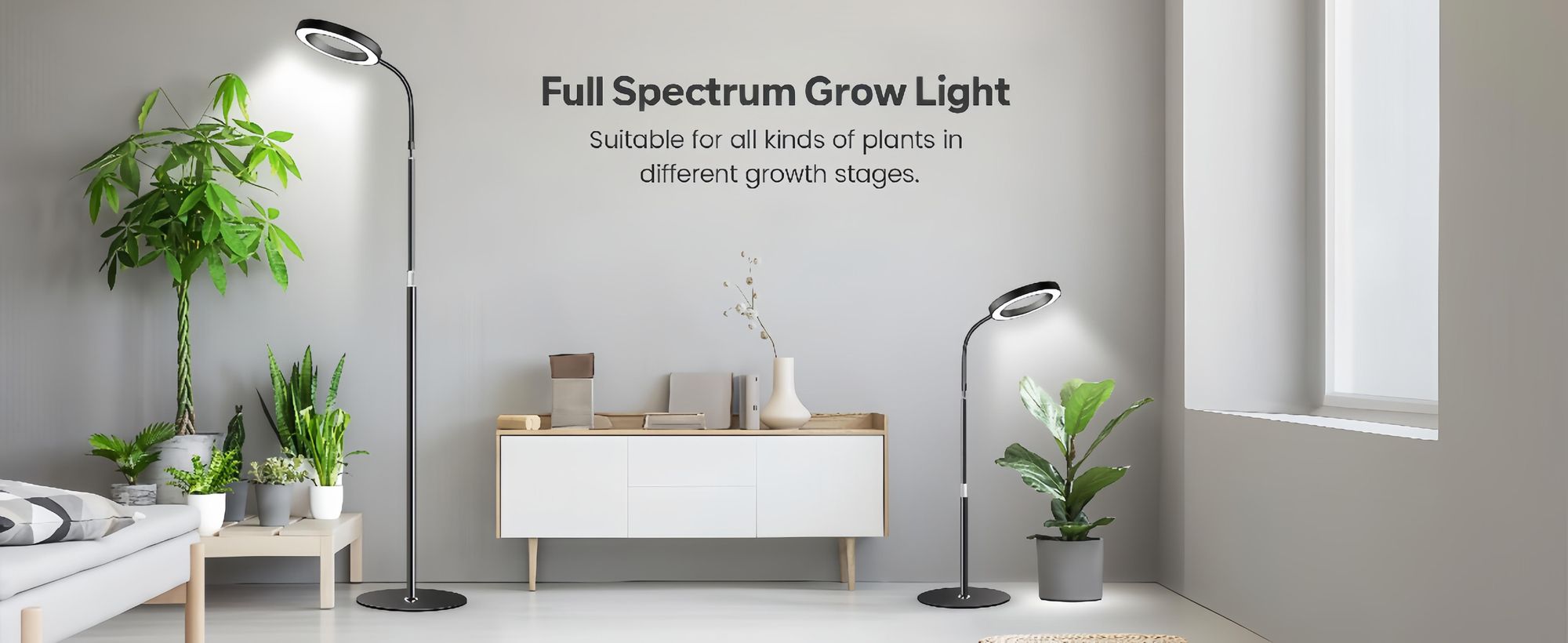 LED Pflanzenlampe Vollspektrum,72 LEDs,58-170cm Verstellbarem Stab,3 Beleuchtungsmodi,10 Helligkeitsstufen,Timer 3/9/12H,360°Winkelverstellung,Dimmbar