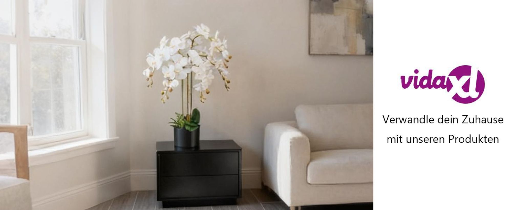 vidaXL Künstliche Orchidee mit Topf 75 cm Weiß