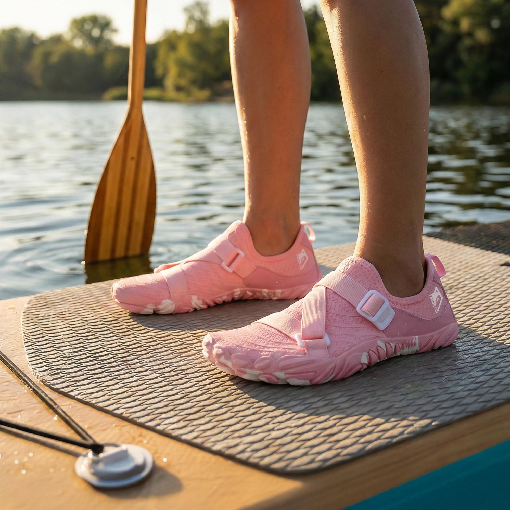 Wasserschuhe Badeschuhe Damen EVI SPORT WaveRunner 39 Verstellbar Seeigelschutz Schnelltrocknend Rosa Pink Lagoon - Strandschuhe Schwimmschuhe