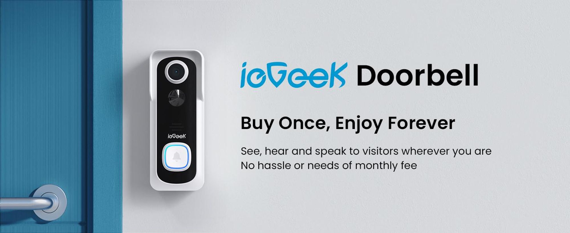 ieGeek WLAN Video Türklingel mit Kamera 1080P HD Kabellose Video Doorbell mit Gong, Smarte Türklingel mit Akku, PIR, Nachtsicht, 2-Wege-Audio, + 32GB
