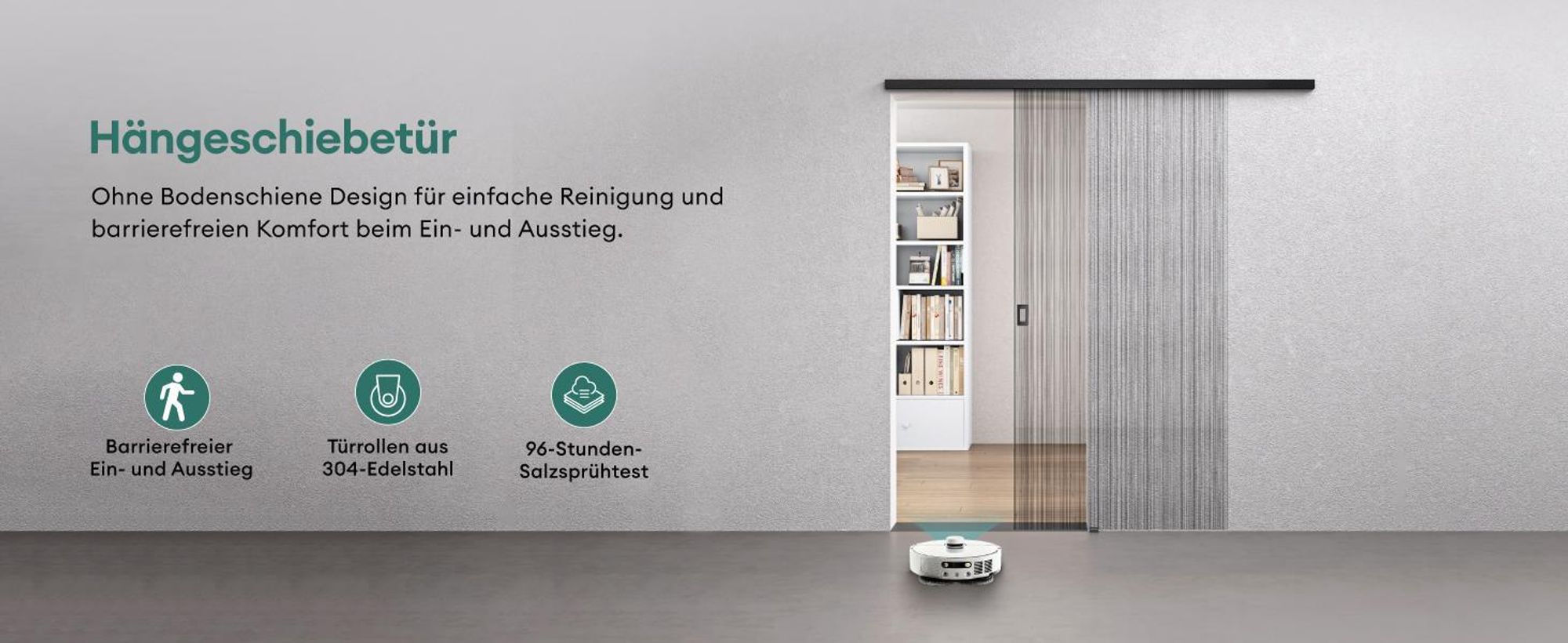 Mai & Mai Glasschiebetür komplettset softclose Zimmertür Matt Schwarz, BxH: 102,5x205cm 8mm ESG-Sicherheitsglas, Schiebetür Glas gebürstet Muranino-001
