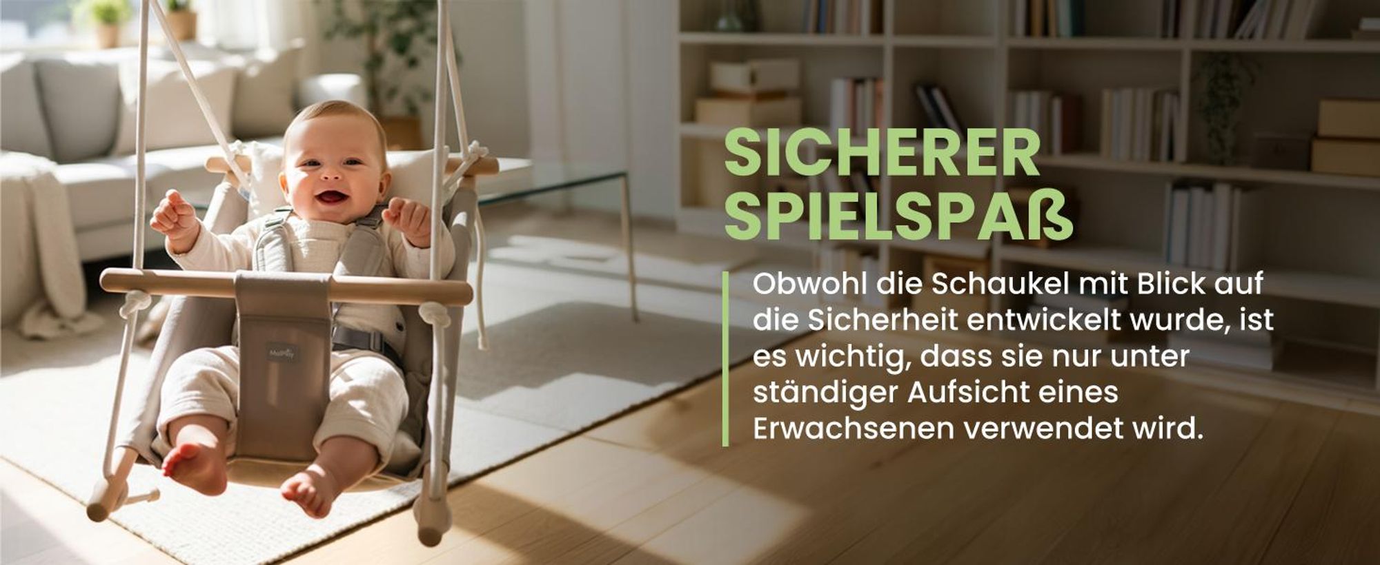 Kinderschaukel Babyschaukel mit versellbarem Sicherheitsgurt bis 60 kg