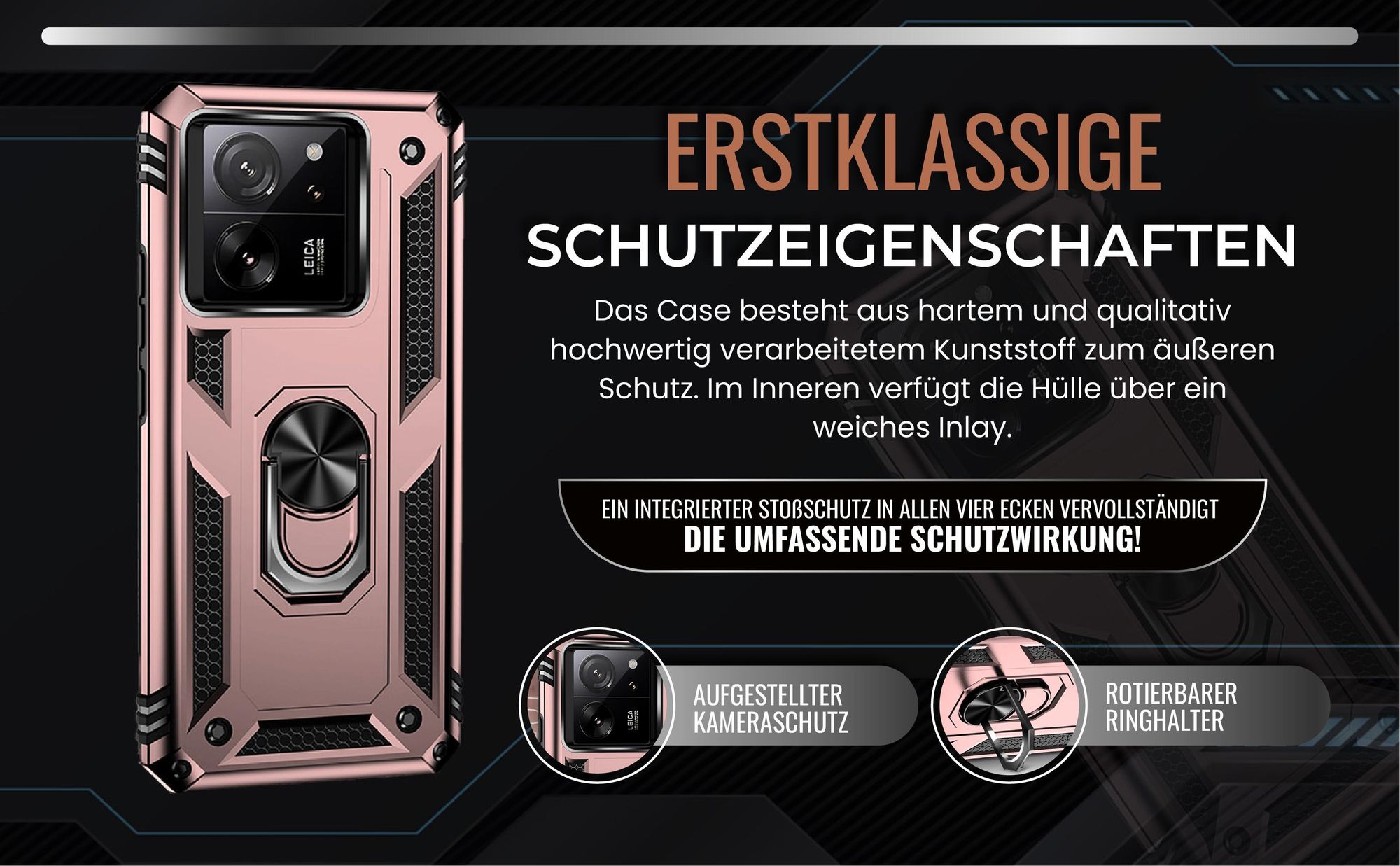 Handycase in Rosegold für Xiaomi 13T / 13T Pro mit Kameraschutz