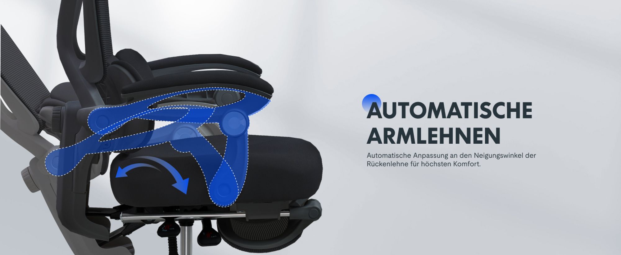 FLEXISPOT Ergonomischer Bürostuhl mit 3D-Kopfstütze, verstellbarer Lendenstütze, Wippfunktion 90–135°, Verbindungsarmlehnen, Fußstütze, 136 kg Schwarz