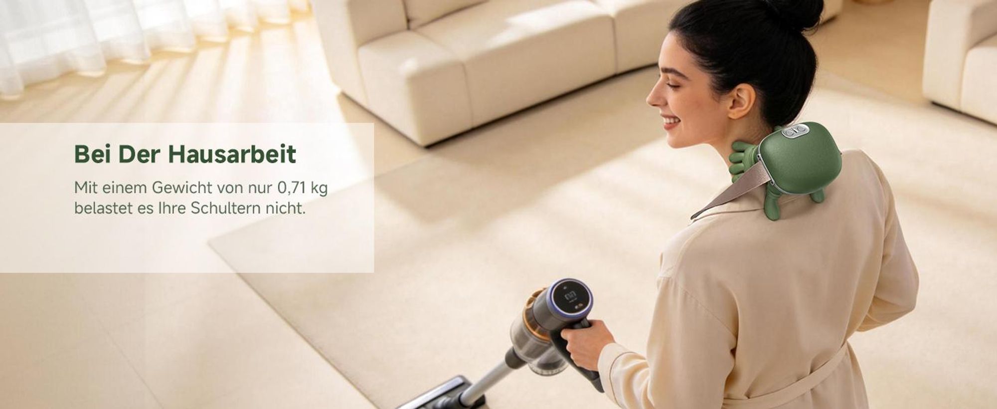 Bionische Shiatsu Massagegerät mit Wärme – Tragbares 4D Nacken- & Rückenmassagegerät, Tiefengewebe-Knetmassage, Elektrisch, Muskel- & Schmerzlinderung