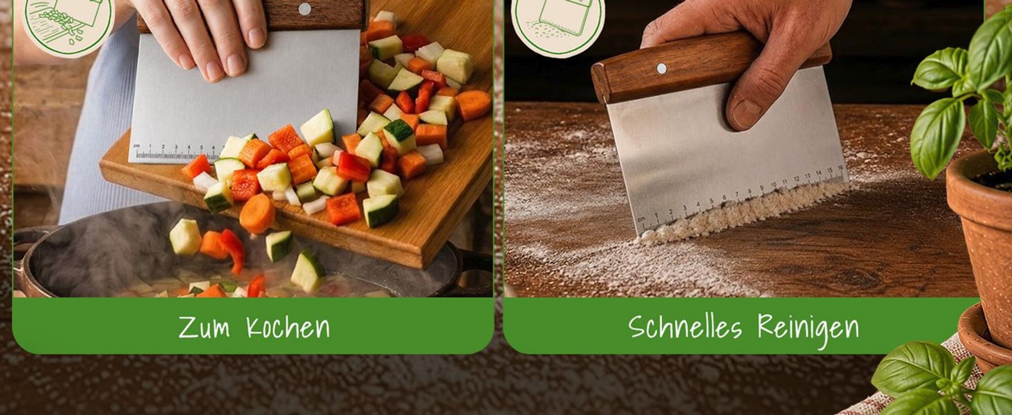 EDELFELD [Original] Teigkarte aus Edelstahl 18cm mit Holzgriff – Teigschneider zum Brotbacken – Langlebiger Teigspachtel zum Teilen & Formen von Teig