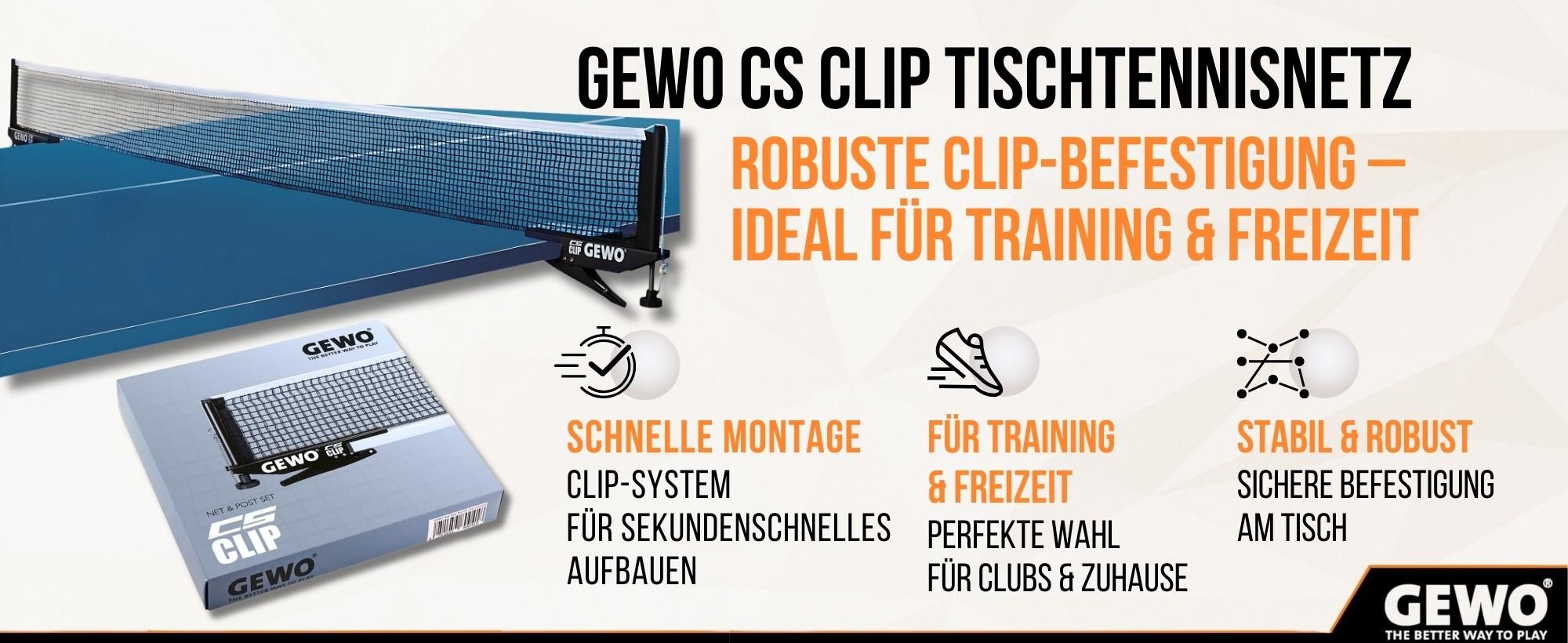 GEWO Tischtennisnetz, Tischtennisnetz mit Klemmen, Tischtennis Netz, Netz für Tischtennisplatte