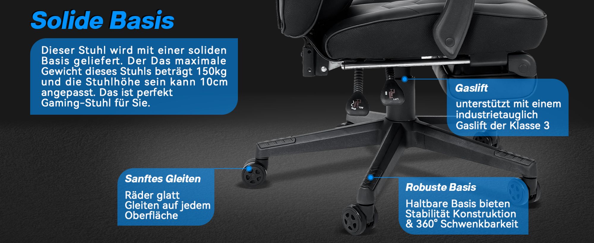 Puluomis Gaming Stuhl mit Massage und Fußstütze, Bürostuhl Chefsessel Schreibtischstuhl Racing Gamingstuhl ergonomischer Stuhl, Sportsitz Höhenverstellbarer Drehstuhl Computerstuhl , Inkl. Kopfstütze, Lendenkissen , MB bis 150Kg, (Schwarz)