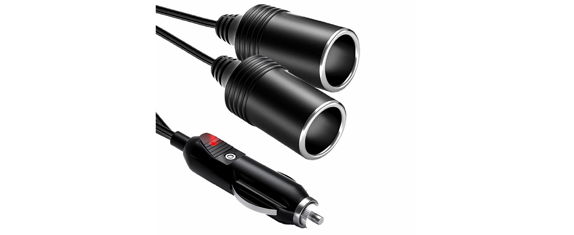 O32C KFZ Zigarettenanzünder Verteiler 2-fach 12V/24V 20A – Auto Steckdose Adapter mit LED Anzeige – Universal für PKW & LKW – Kabel 28 cm