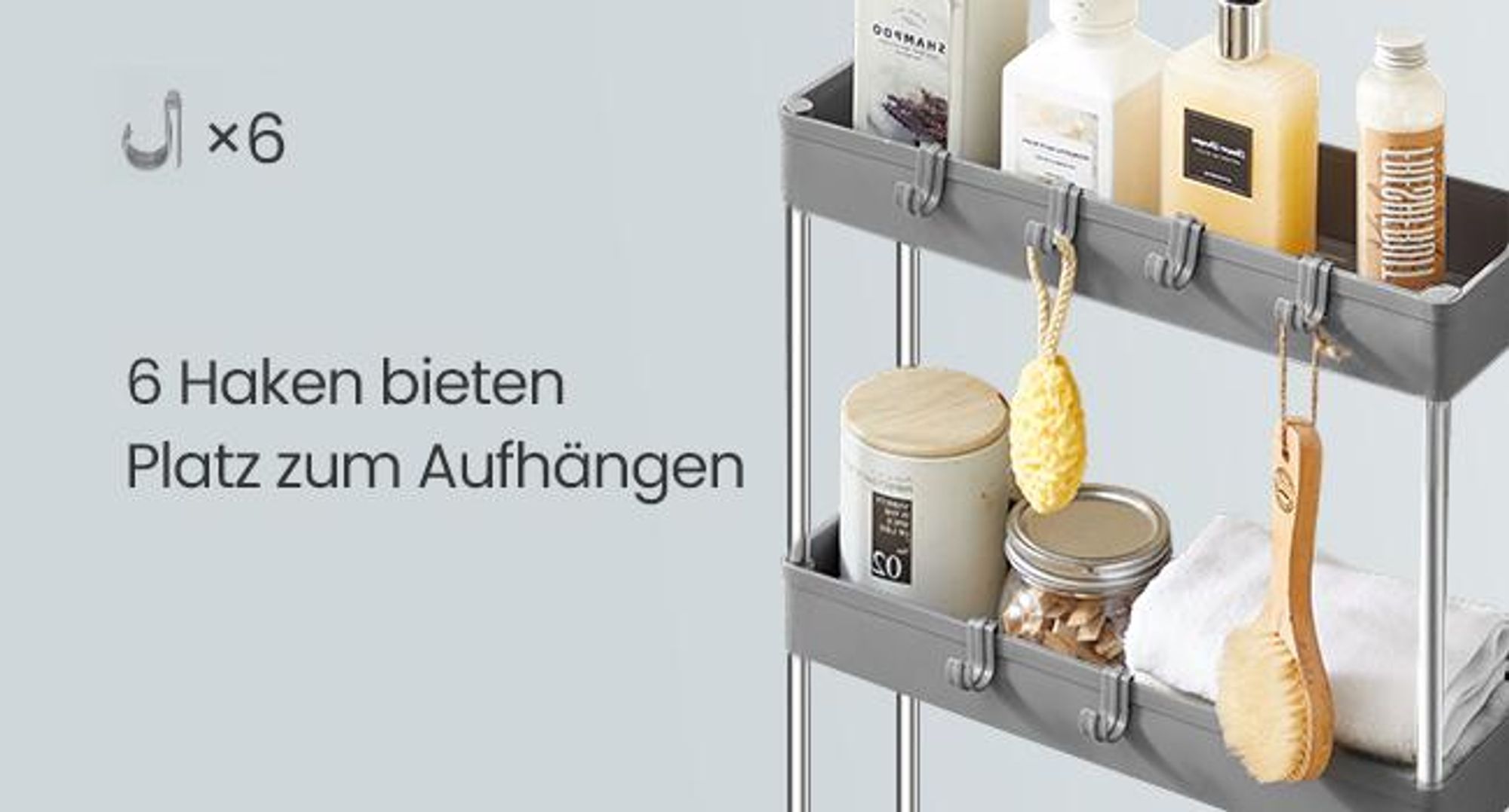 SONGMICS Rollwagen, Küchenwagen mit 4 Ebenen, Küchenregal, taubengrau