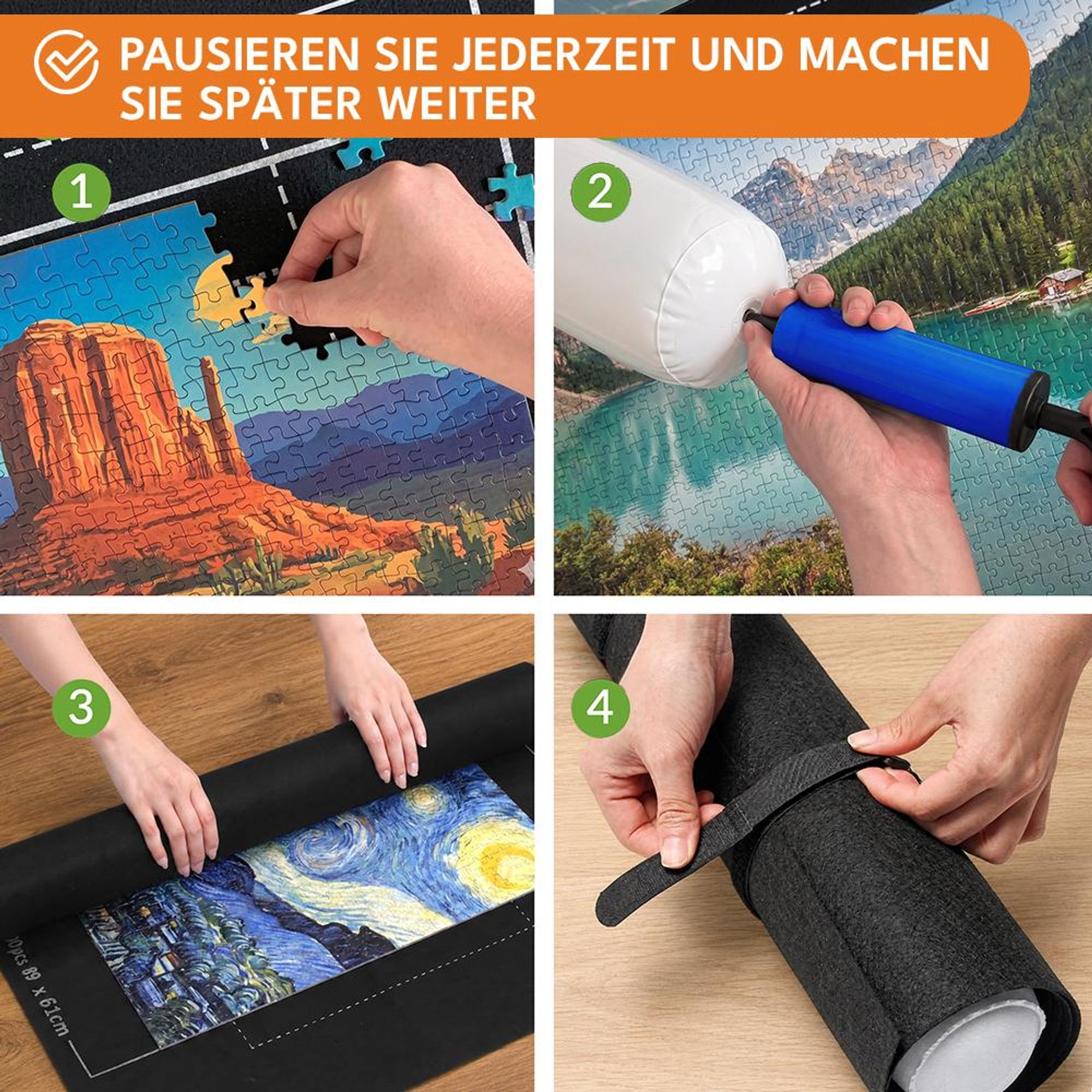 KRUMAD Puzzleunterlage Rollmatte zum Aufbewahren, Puzzlebrett Weiche Filzmatte, Puzzle Matte Roll 1000 teile aus Filz, Puzzle Pad 66 cm x 117 cm