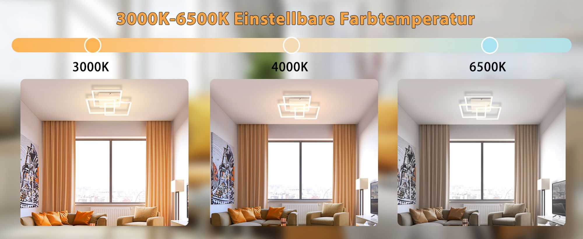 ZMH LED Deckenleuchte Küche 36W Deckenlampe Wohnzimmerlampe Dimmbar mit Fernbedienung Küchenlampe weiß Metall für Schlafzimmer Kinderzimmer