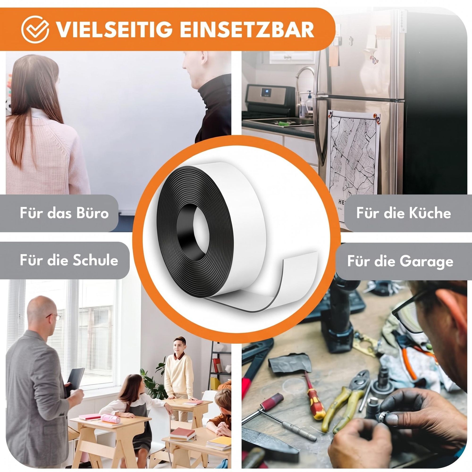KRUMAD Magnetband Selbstklebend, Magnetstreifen, Magnetisches Klebeband, Zuschneidbar für Haushalt, Küche & Werkstatt