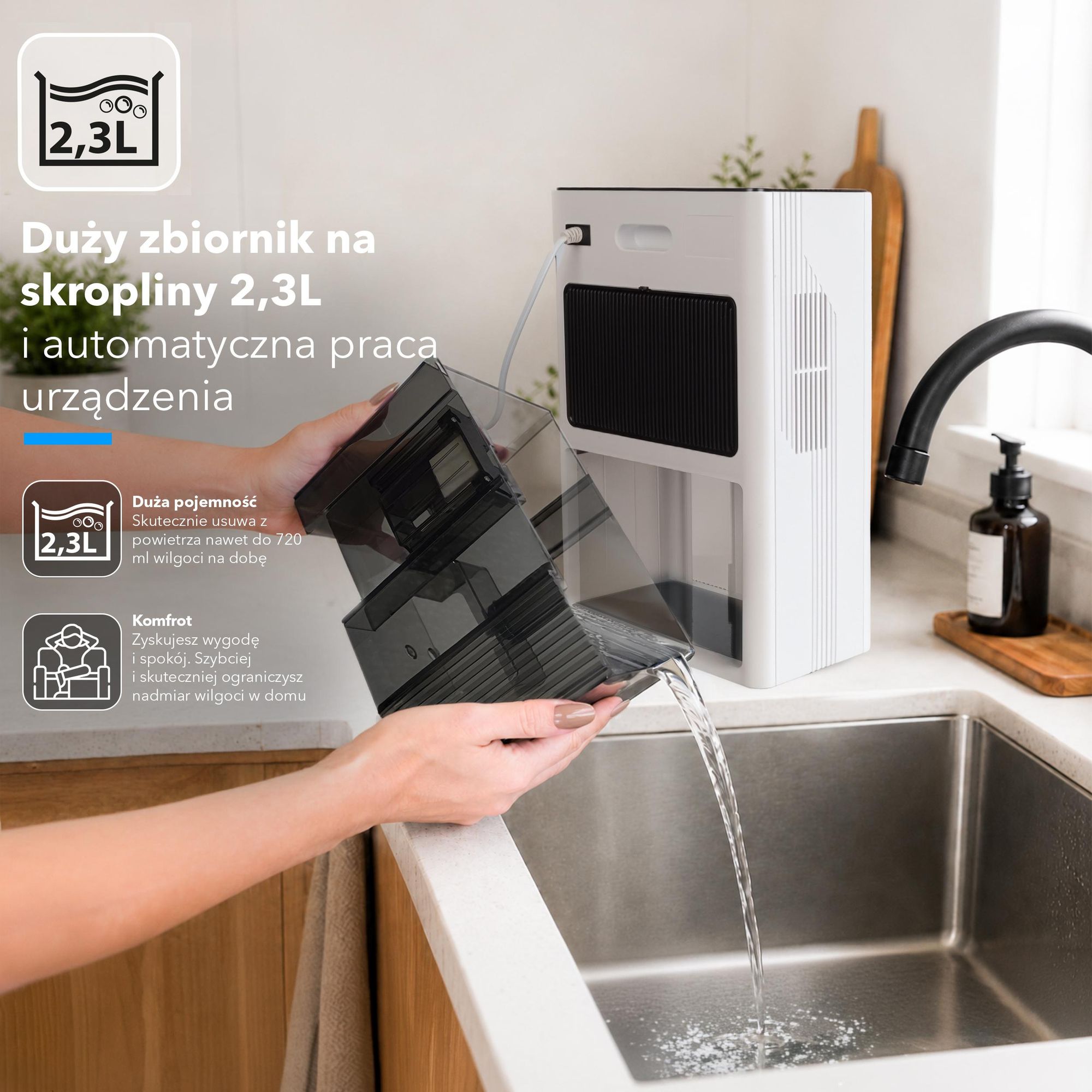 EBERG DUVO Osuszacz powietrza 2,3 l Jonizacja Timer Pilot Biały