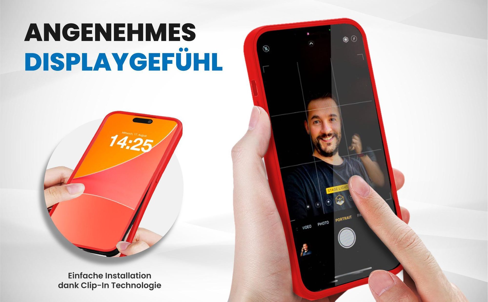 Rote Rundum Schutz Hülle für Apple iPhone 16 mit Touchsensibilität
