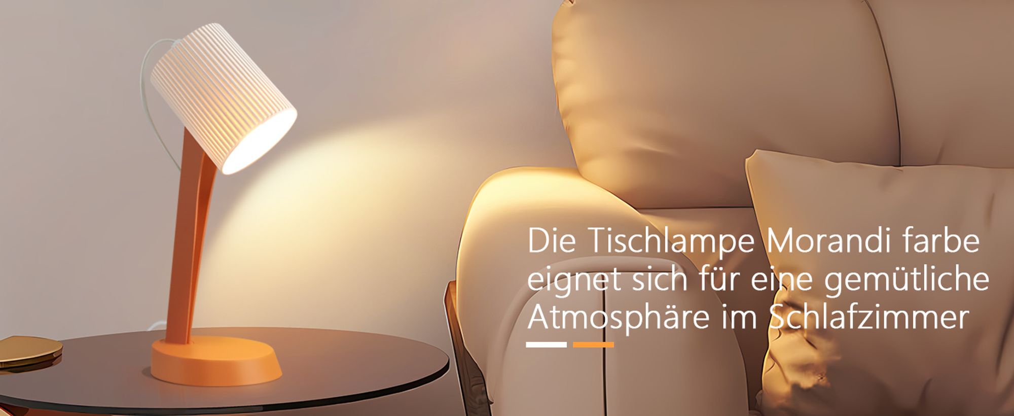 ZMH Tischleuchte orange E14 Nachttischlampe 2er Set Wohnzimmer Tischlampe mit Kabel Tischlampen Moderne Landhausstil für Esstisch Schlafzimmer