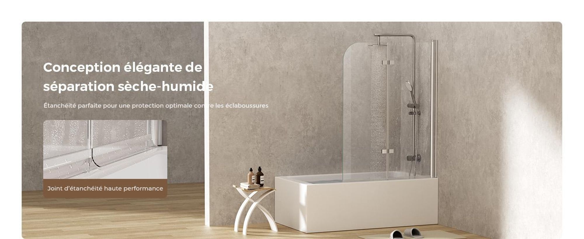 S'AFIELINA Paroi de douche pliante 110x140 cm pour baignoire, Verre de sécurité NANO 6mm, porte 180° pivotante, Easy-Clean
