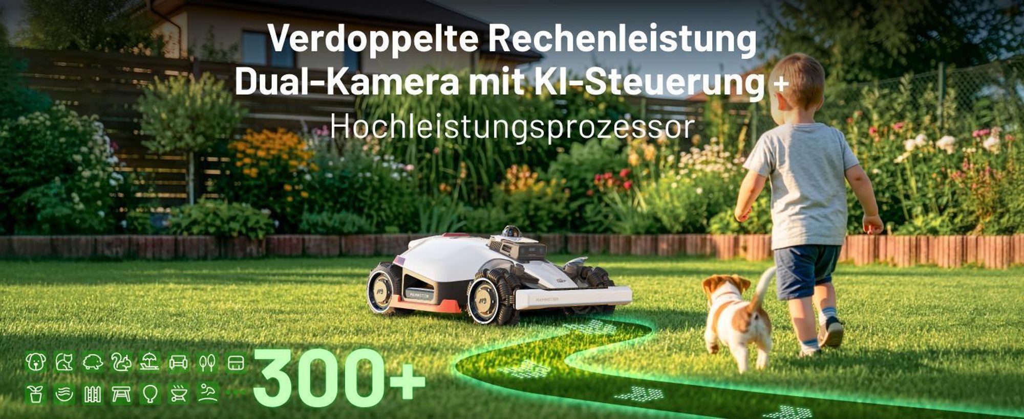 Mähroboter Mammotion LUBA 3 AWD 3000 mit Garage, Waschständer, bis 3000 m², Allradantrieb, 80% Steigung, Auto-Kartierung, 4G-Modul, APP