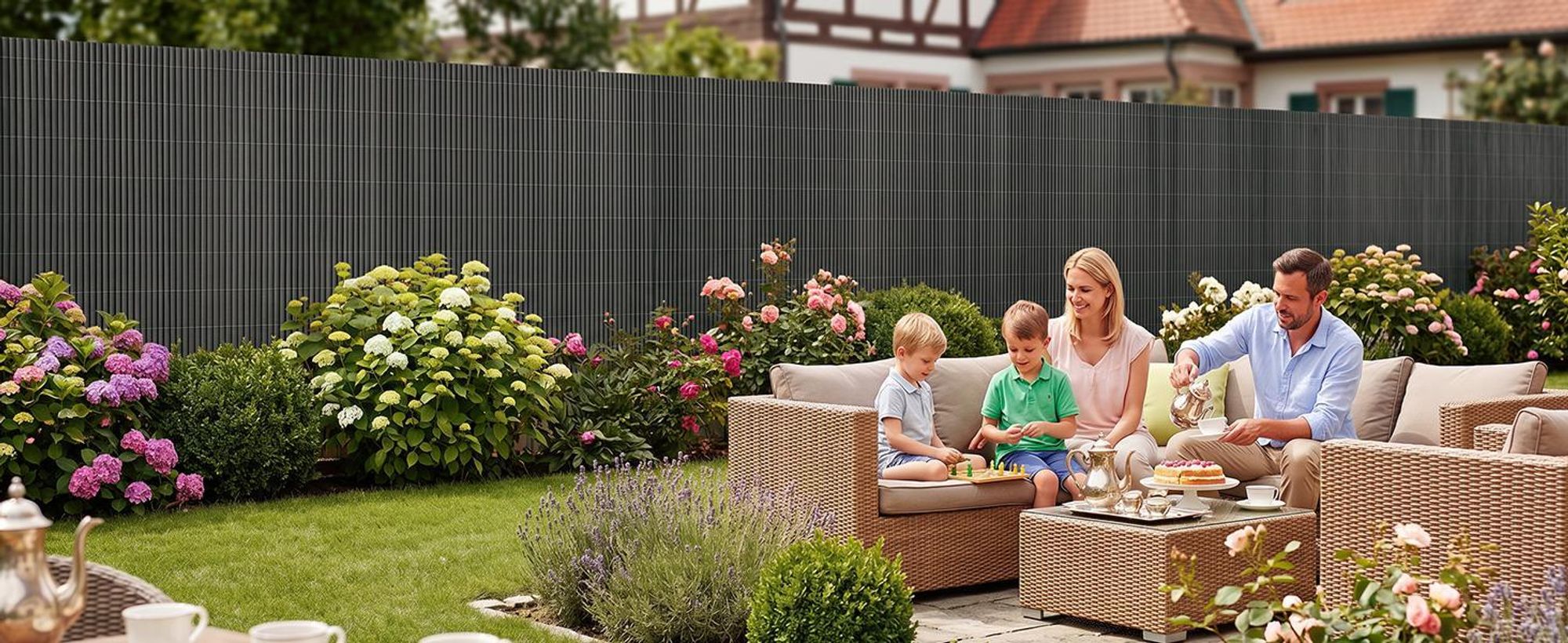 Sekey Balkon Sichtschutz Natürliche Optik Sichtschutzmatte Sichtschutzzaun 100x300cm, Anthrazit