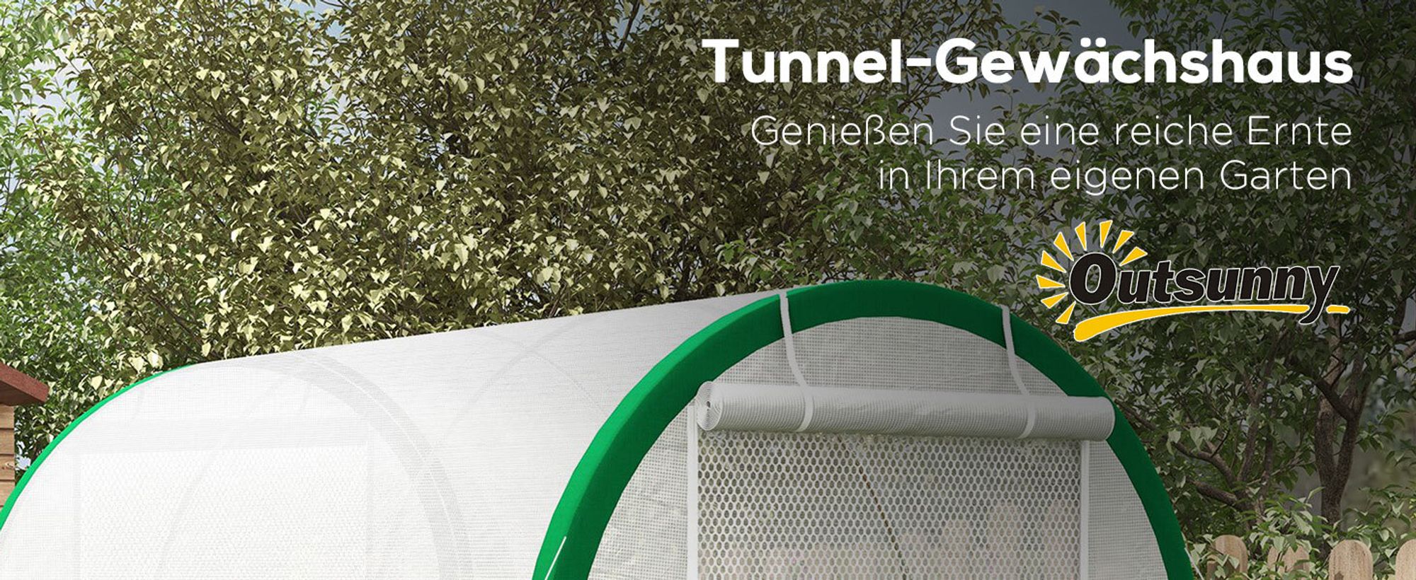 Outsunny Foliengewächshaus 3,58 x 2,1 x 2,1 m Tunnel Gewächshaus mit Rolltür