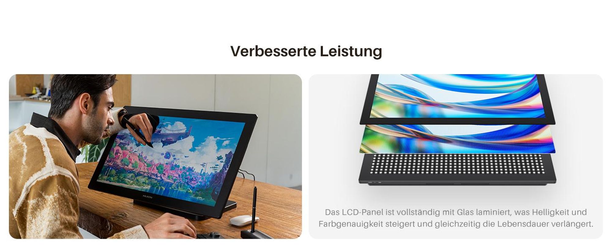HUION Kamvas Pro 24 Gen 3 Grafiktablett mit Display, 23,8" 4K-UHD-Zeichenmonitor, neues PenTech 4.0,16384 Druckstufen mit Zwei Batterielosen Stiften