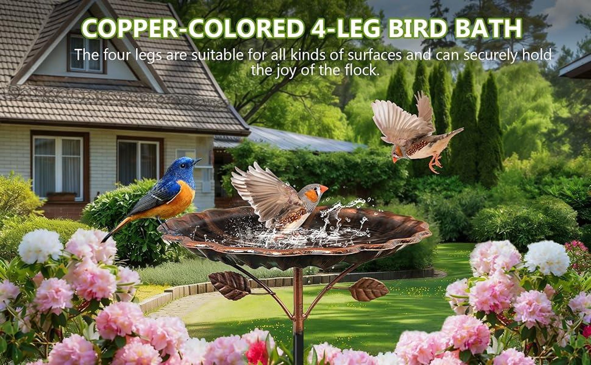 Vogeltränke Stehend, Bienen Tränke mit Erdspieß, 85cm großer Vogelnapf aus Metall, Vogelbad Garten Stehend, Winterfest, für Vögel, Schmetterlinge