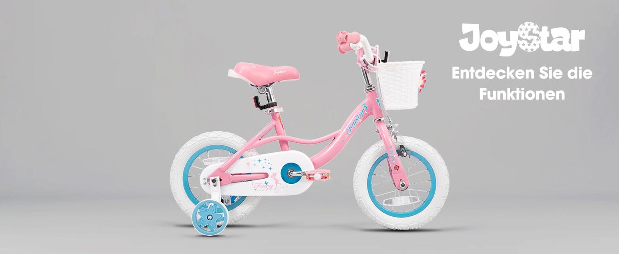 JOYSTAR Kinderfahrrad für Kleinkinder und Kinder im Alter von 2-8 Jahren Mädchen, 14 Zoll Kinderfahrrad mit Stützrädern mit Handbremse und Korb