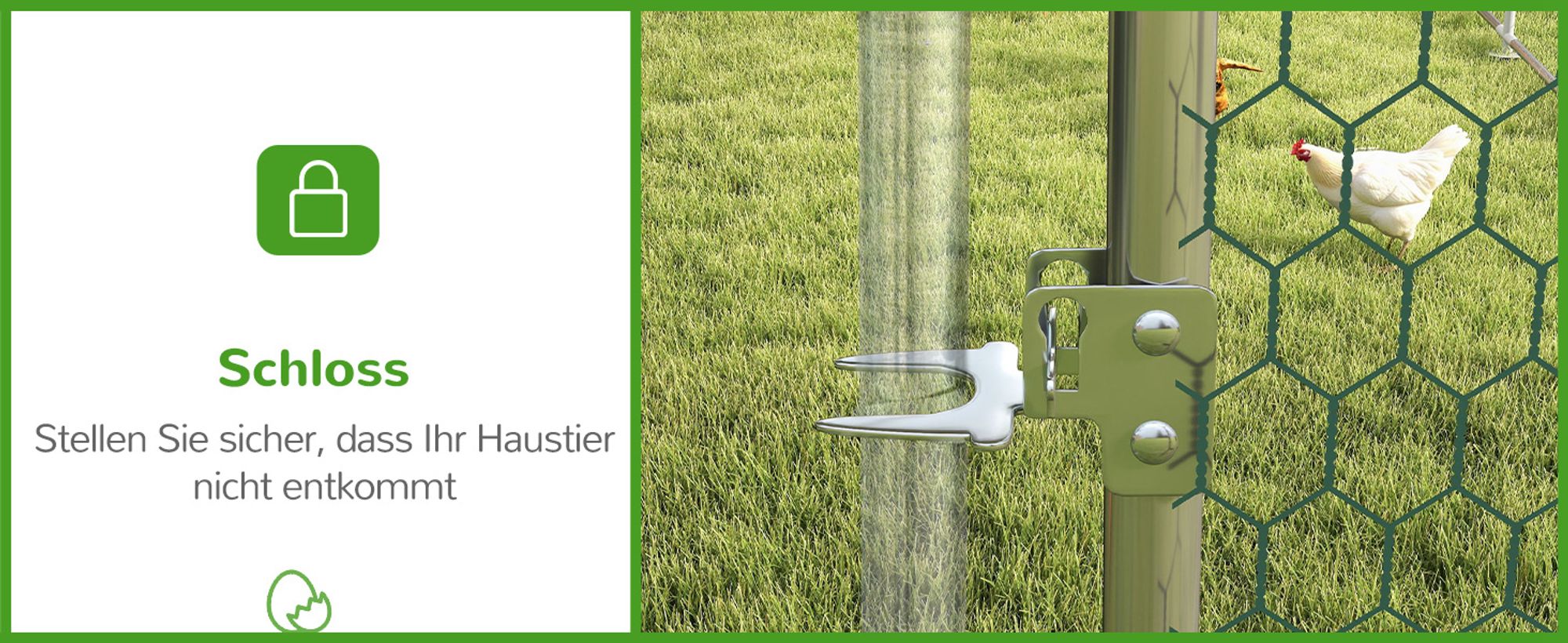 PawHut Hühnerstall Freilaufgehege aus Stahl, 3 x 8 x 1,95 m für 24-30 Hühner