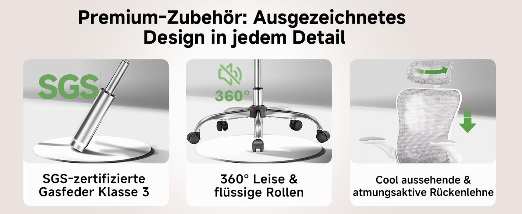 COMHOMA Bürostuhl Ergonomisch, Schreibtischstuhl mit Verstellbarer Kopfstütze, Armlehnen, Lendenwirbelstütze, Wippfunktion, Chefsessel aus Mesh, 150kg