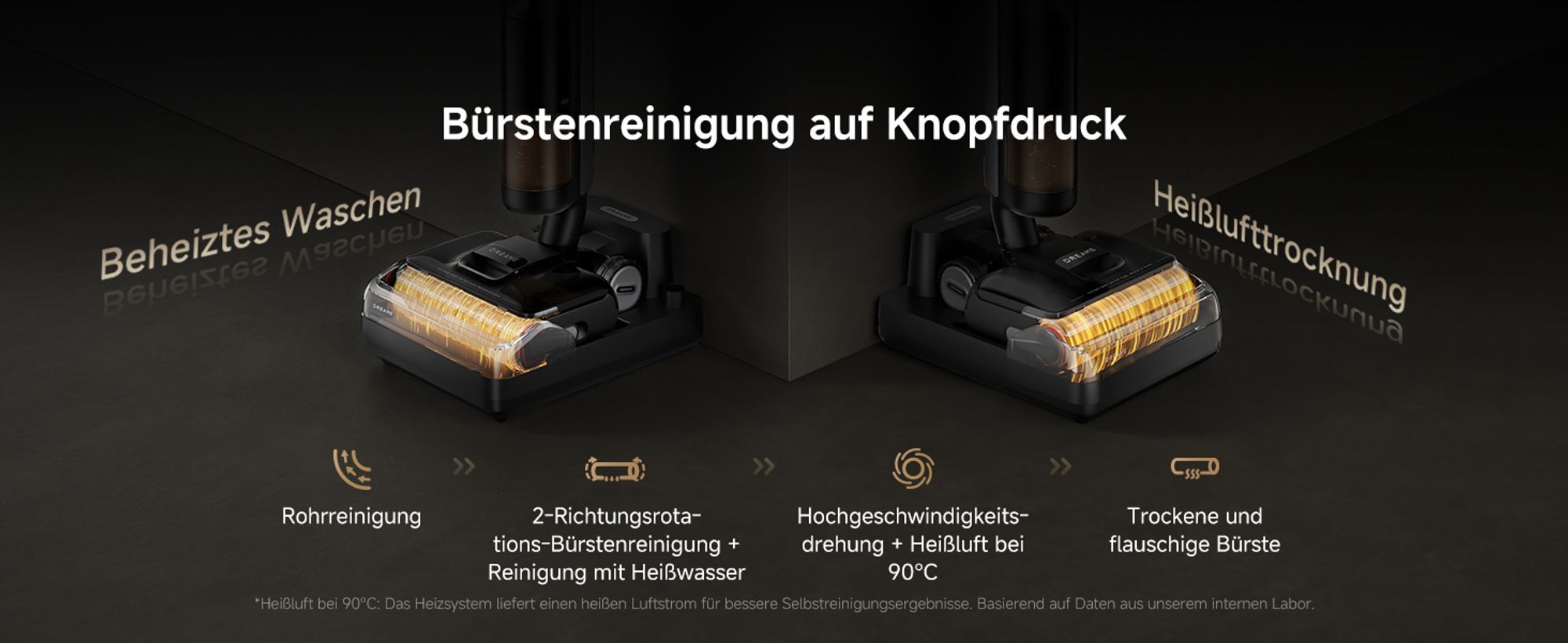 Dreame H12 Pro FlexReach Nass- und Trockensauger,Kabelloser Staubsauger-Mopp ohne Verwicklungen für Hartböden,180°Liegefläche,Heißluft-Selbstreinigung