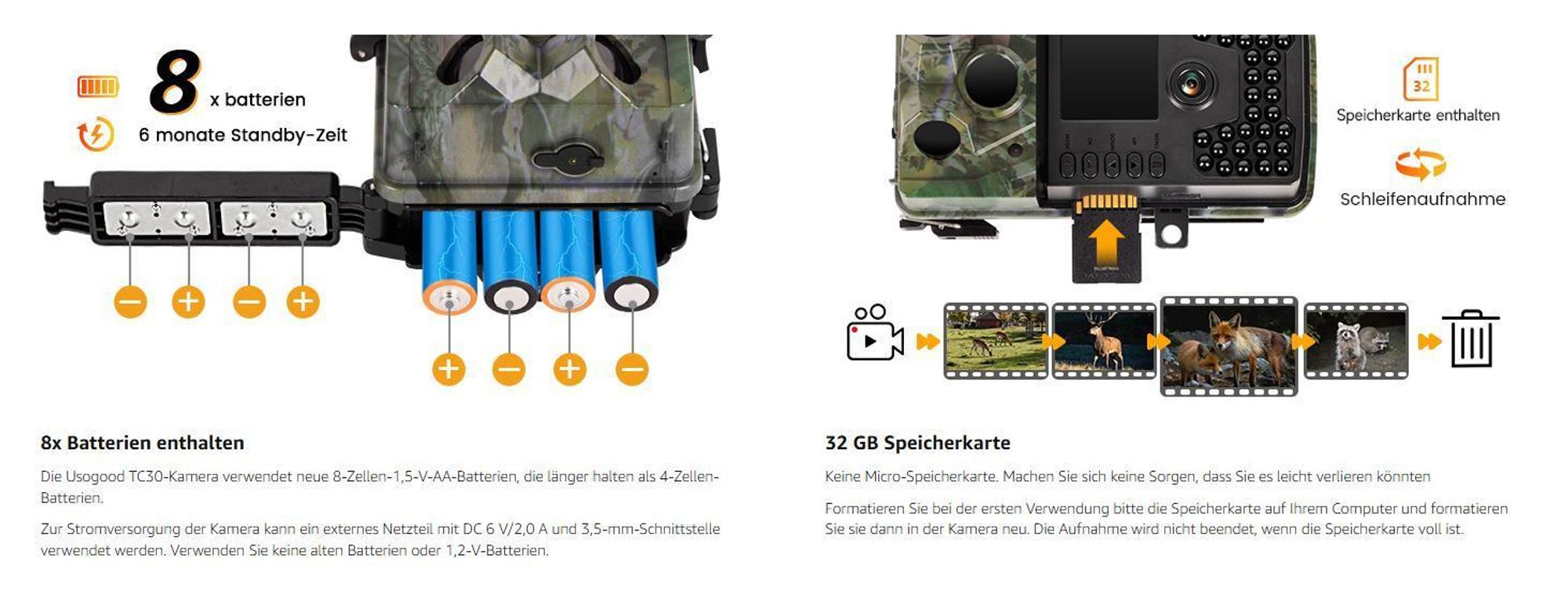 4K 48MP Wildkamera mit 32GB Karte & 8 Batterien,Wildkamera mit Bewegungsmelder Nachtsicht,Nachtsichtkamera 120° Weitwinkel IP66 Wasserdicht