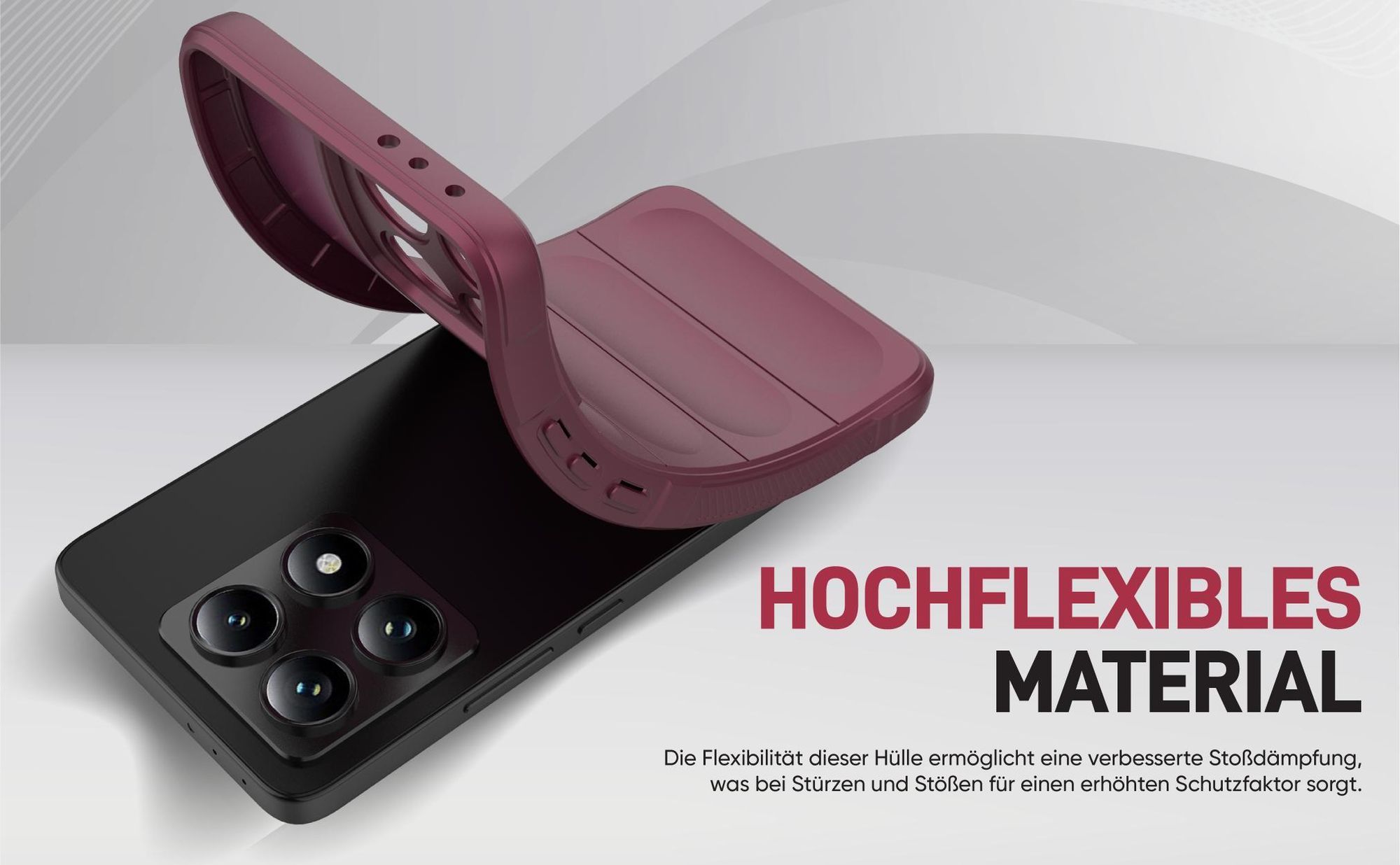 Stoßfestes und flexbiles Handy Case mit Griffzonen in Lila für Xiaomi 14T