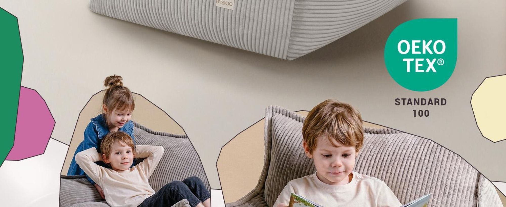 MISIOO Kinder Sessel Roya Cord – Kindersessel für Kinderzimmer, Weicher Sitzsack Kinder, Bodensessel Bean Bag Sofa, Premium Cord , 80x73x58 cm