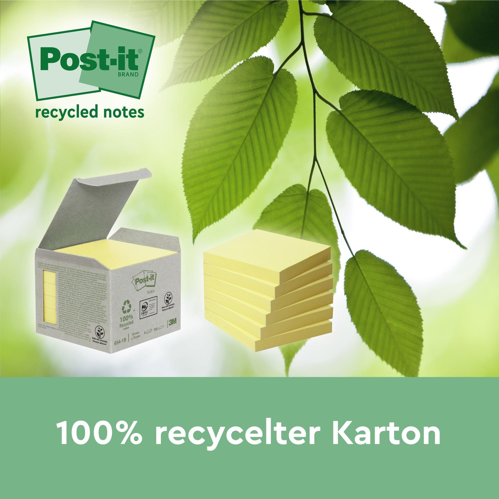 Post-it® Recycling Z-Notes Bunte 76x76mm Haftzettel 16 Blöcke 100 Blatt