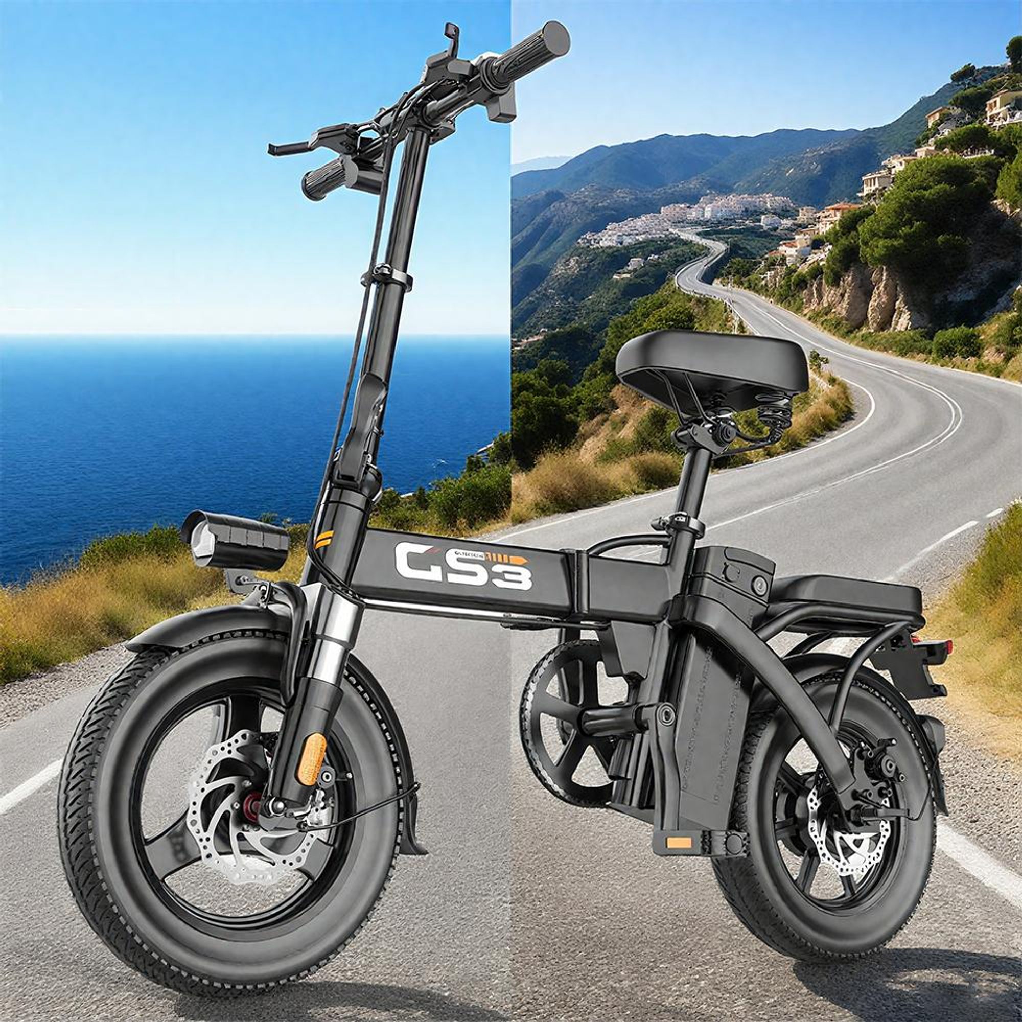 GS3 faltbares Elektrofahrrad für Erwachsene, 250W, 25 km/h, 48V 15Ah, abnehmbarer Akku, All-Terrain-Fettreifen, max. 120 kg Zuladung