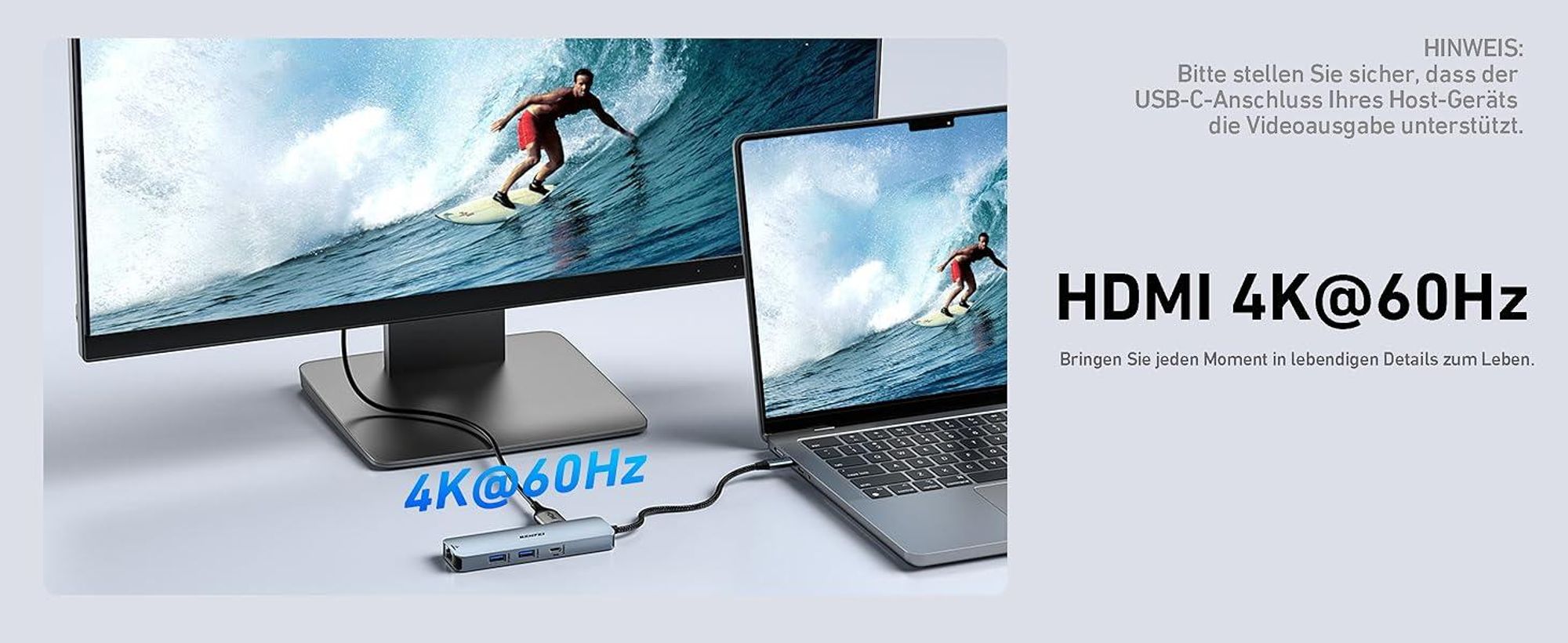 BENFEI Hubs USB C Hub 6in1 mit HDMI 4K 60Hz und Gigabit Ethernet