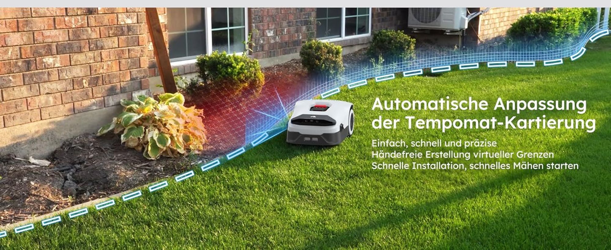 ANTHBOT KI Mähroboter ohne Begrenzungskabel Max. 1500m², RTK+4-Kamera-Vision, Rasenmäher Roboter, KI Auto Kartierung,Igelschutz, Genie 800
